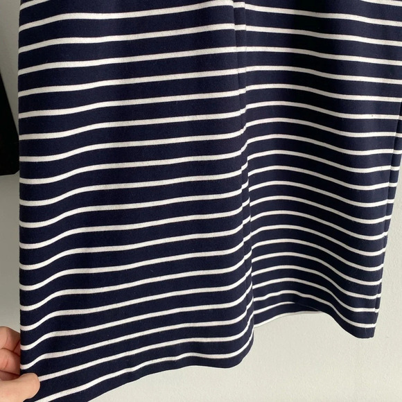 MICHAEL Kors  Coastal Navy White Striped Dress Leather Gold Buckles Small - Picture 6 of 15